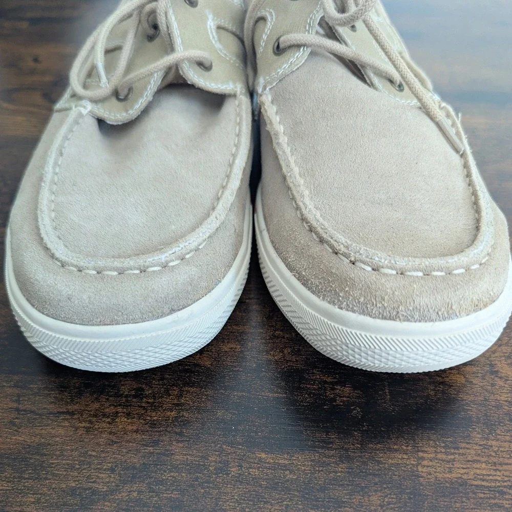 Tommy Bahama Calderon Boat Shoes Beige Suede Canvas Sneakers 9.5 Smart Casual